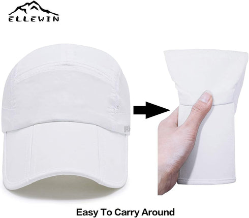 Unisex Baseball Cap - UPF 50 Unstructured Hat with Foldable Long Bill by ELLEWIN