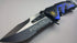 Mtech 8" Police Blue/Black Spring Assisted Folding Knife, Pocket Open Switch