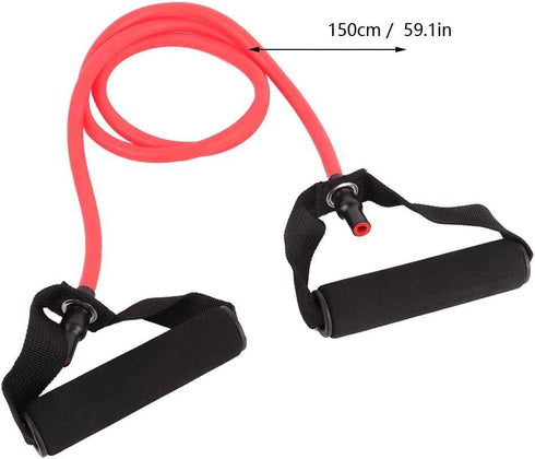 Resistance Exercise Band - Stretch Rubber Tube Workout Fitness with Comfortable Handles for Yoga Gym (Red)