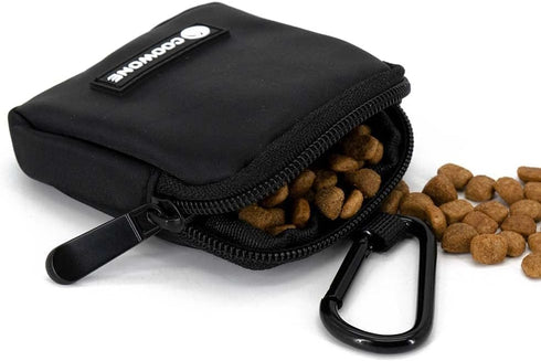 Waterproof Dog Training Treat Pouch with Built-in Poop Bag Dispenser, Adjustable Shoulder Bag (BLK)