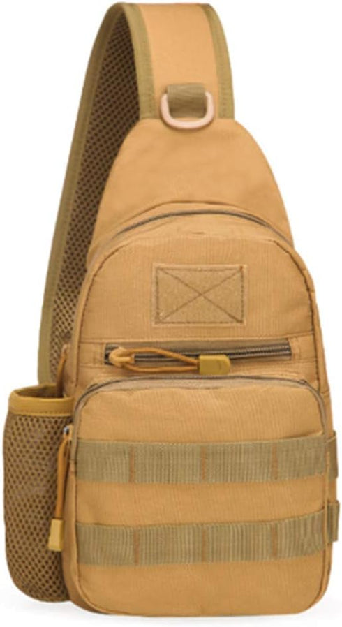 Tactical Sling Bag Pack, EDC Military Chest Pack, MOLLE Crossbody Shoulder Daypack, Utility Bag for Camping Hiking (Tan)