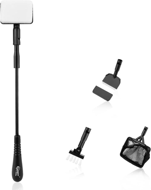 hygger Small Fish Tank Cleaner, Aquarium Cleaning Tools Kit with Handle and Accessories