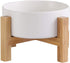 Elevated Raised Food Bowls with Stand, Ceramic Pet Bowl with Anti-Slip Rubber Pad for Small Dogs and Cats, White