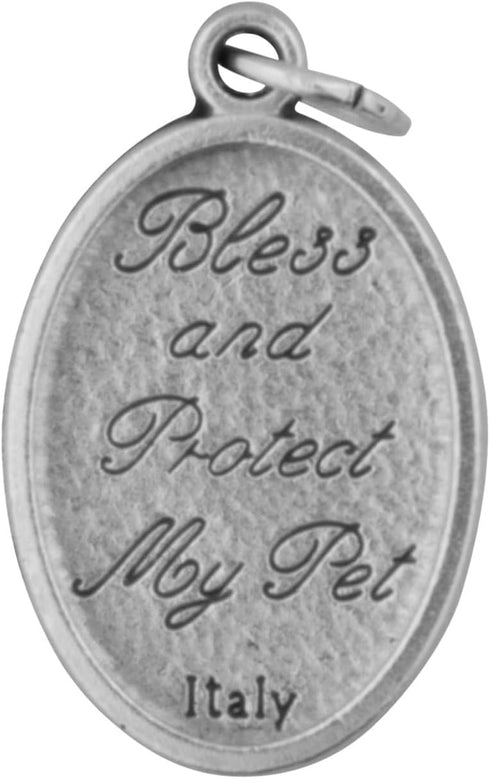 Religious Gifts Saint St Francis of Assisi Silver Tone Pet Medal, 1 Inch H