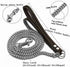 Heavy Duty Stainless Steel Dog Chain Leash, 3FT/4FT/5FT Cuban Link Metal Leashes with Genuine Leather Handle