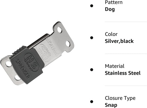 Herm Sprenger ClicLock Fastener, Stainless Steel Buckle for Dog Training Collar, Quick Release
