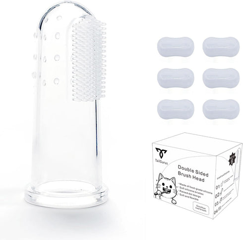 6 Units Pack Pet Finger Toothbrush for Dogs & Cats, Extra Soft Silicone Bristles for Easy Dental Hygiene