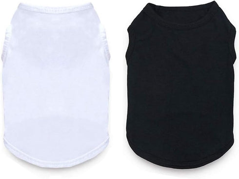 2 Packs Dog Shirts - Plain Cotton Pet Clothes for Boy & Girl, Fit for Small, Extra Small & Medium Dogs & Cats