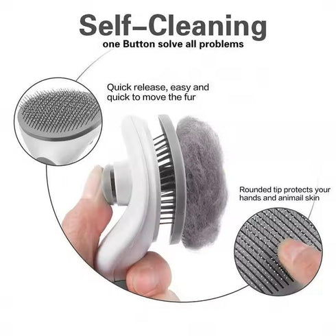 Cat grooming brush, Cat fur brush, Pet hair brush, Dog grooming brush, Dog slicker brushes for grooming, Tool Gently Removes Loose Undercoat, Brush for Pet Massage (Black), Gray