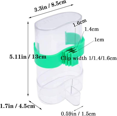 Seneme Automatic Bird Water Dispenser for Cage - 2 Pack Clear Food Feeder with Plastic Fruit Vegetable Feeder