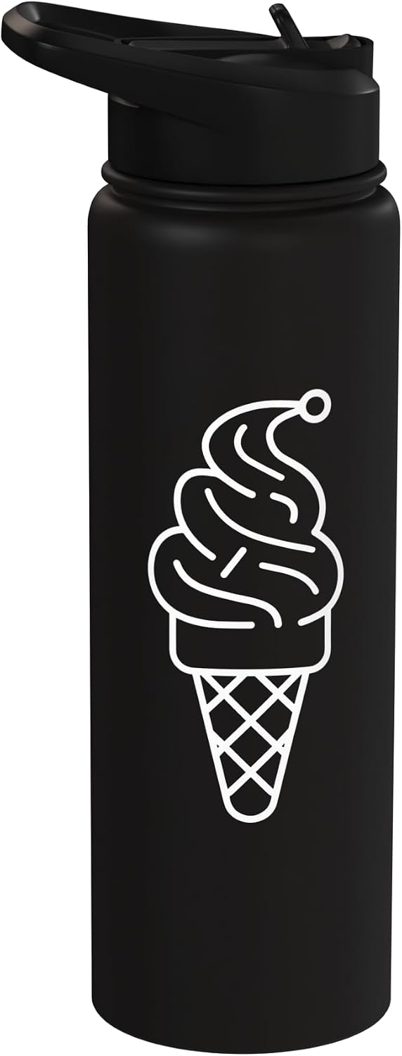 Funny Ice Cream Maker Graphic Tees and Giveaways Ice Cream Cone One Line Drawing Sorbet Stainless Steel Insulated Water Bottle