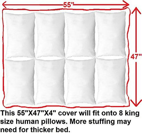 Dogbed4less DIY Pet Bed Pillow, Brown MicroSuede Duvet Cover, 55X47X4 Inch - Covers Only