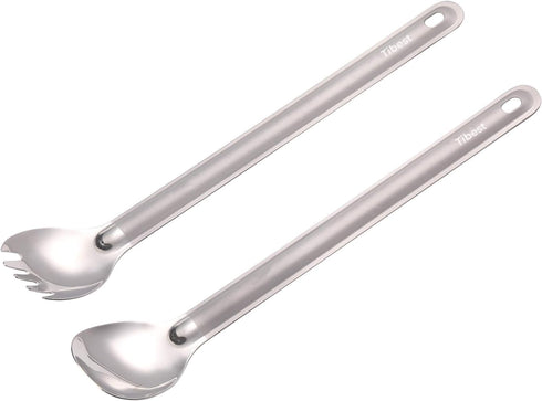 Titanium Spork Long Handle, Ultra Lightweight Camping Utensil for Hiking, Backpacking, Outdoors