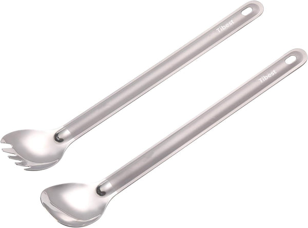 Titanium Spork Long Handle, Ultra Lightweight Camping Utensil for Hiking, Backpacking, Outdoors