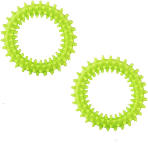 2Pcs Pet Chew Ring Toy, Soft Dental Rubber Spike Ring Chew Toy for Cat and Dogs (9cm)