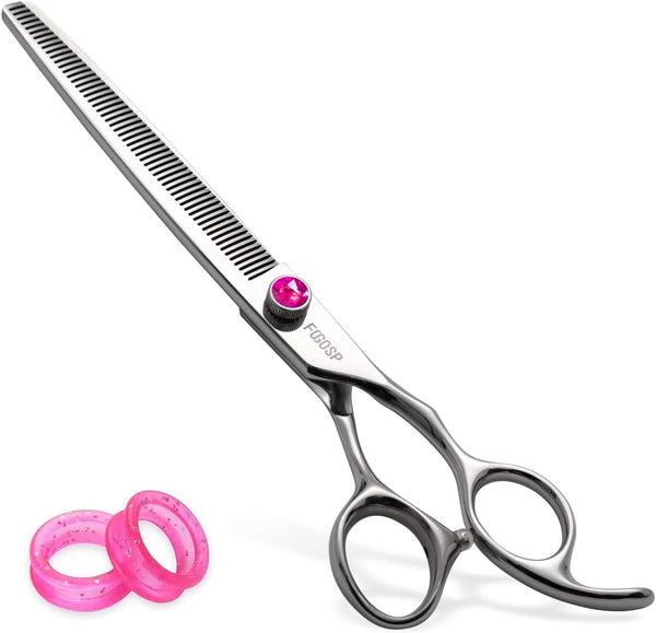 Professional Long Dog Thinning Shears 7.5 in, 50 Teeth Japan 440C Stainless Steel Grooming Scissors for Dogs & Cats