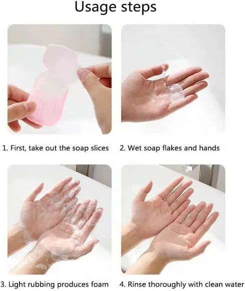 Generic 60Pcs Soap Paper Portable Hand Washing Slice Sheets Bath Travel Scented Foaming Soap Bath Clean Soap Tablets
