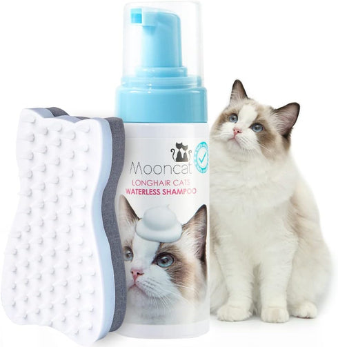 Mooncat Waterless Cat Shampoo and Brush Kit - No Rinse Foam Bath