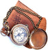 THOR INSTRUMENTS Handmade Nautical Brass Push Open Compass On Chain with Leather Case Pocket