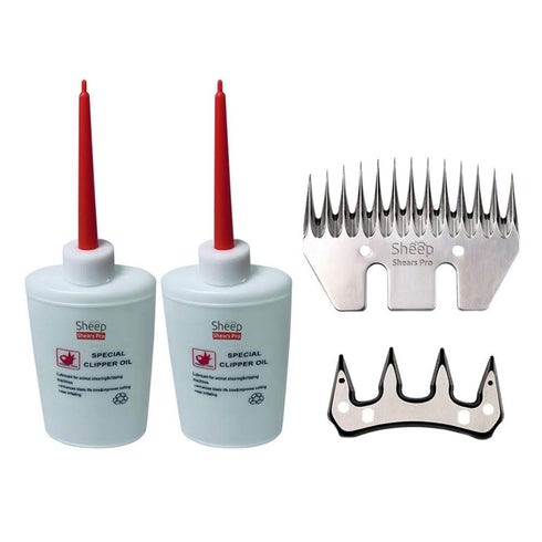 Clipper Blades 13 Tooth Straight Blade Replacement - Universal Sheep Cutter Blades Set with 2 x Oil Lubricant
