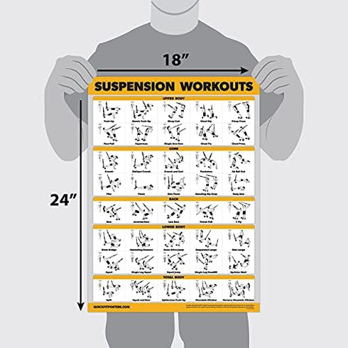 Palace Learning 2 Pack Suspension Workout Posters, Laminated Exercise Charts 18" x 24" Volume 1 & 2