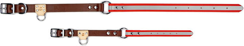 King Buck Hunting Heritage Soft-touch Reflective & Leather Waterproof Dog Collar with O Ring, Red (M/L)