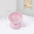 OMAYKEY Ceramic Raised Cat Bowls, Tilted Elevated Food and Water Bowls for Cats and Small Dogs, White & Pink, Set of 2