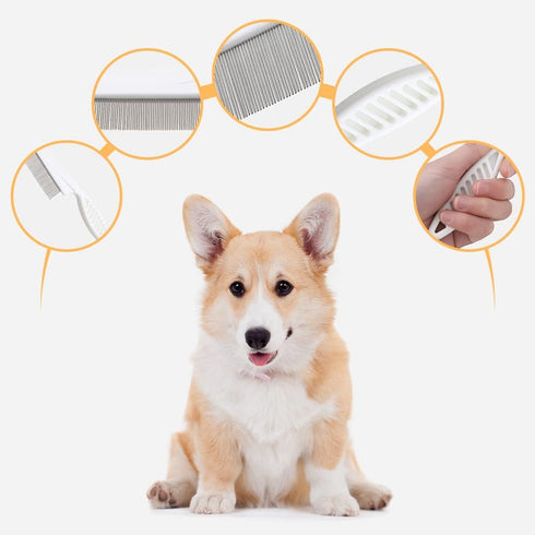 2 Pack Multifunctional Pet Comb, Upgrade Pet Grooming Brush Fine Magic Tear Stain Removal, Fine-Tooth Stainless Massage