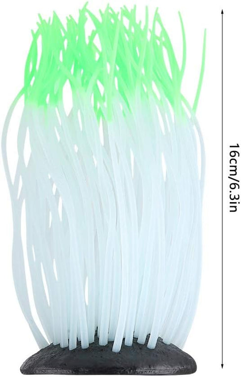 AYNEFY Artificial Aquarium Fish Tank Decoration, Luminous Sea Anemone Ornament, Silicone Coral Plant