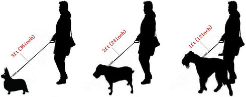 1ft, 2ft, 3ft Strong Gold Metal Cuban Curb Link Chain, 14mm Stainless Steel Dog Safety Leash, Genuine Leather Handle