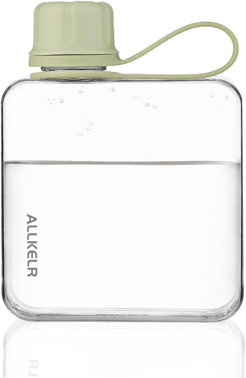 Portable Flat Water Bottle, 10.8 oz BPA Free Reusable Tritan Plastic, Lightweight Leakproof Slim for Hiking