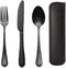 Portable Utensils Set with Case, 3 Piece Stainless Steel Reusable Flatware Set for Camping, Office, Lunch Box