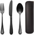 Portable Utensils Set with Case, 3 Piece Stainless Steel Reusable Flatware Set for Camping, Office, Lunch Box
