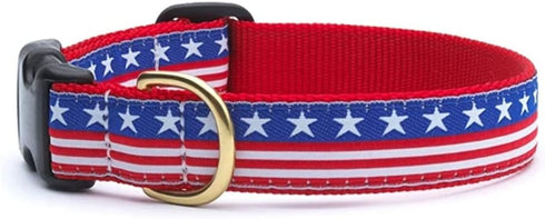 Up Country Stars and Stripes Dog Collar, Small (9 to 15 inches), 5/8 inch Narrow Width