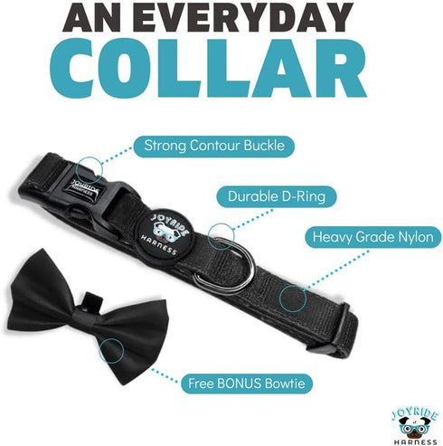 Joyride Adjustable Dog Collar with Removable BowTie, Breathable for All Breeds, Strong D-Ring and Heavy Duty Buckle