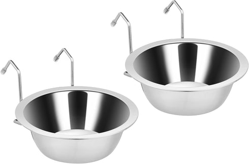 2PCS Stainless Steel Hanging Water Bowls for Small Dog Cage, No Spill Dog Crate Water Bowl, 8oz