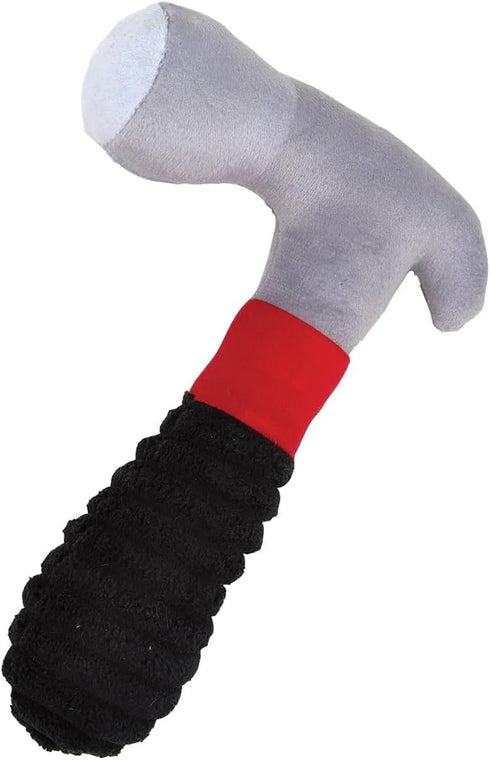 PUREPET Pack 4 Set Hammer Set Dog Toy Tools in One Crinkle Squeak Fetch and Fix Fun Measuring Tape Drill and Level (One