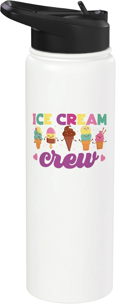 Cute Ice Cream Lover Boy Girl HS0 Ice Cream Cone Ice Cream Crew Stainless Steel Insulated Water Bottle