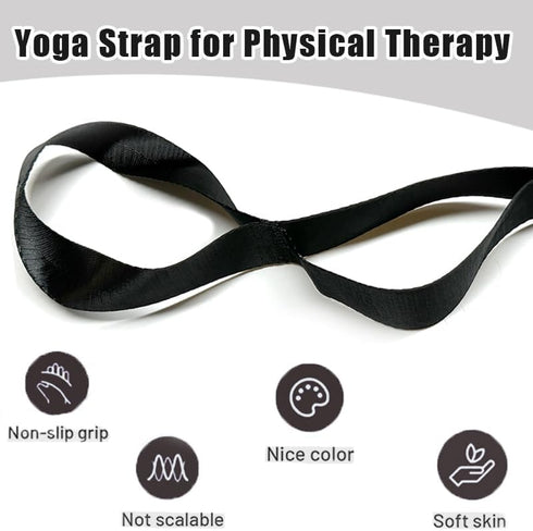 Stretching Strap Yoga Strap for Physical Therapy with 10 Loops, Non-Elastic Stretch Band