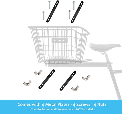 Mounting Brackets with Screws for Bike Basket Installation, Metal Plates for Bicycle Cargo Rack