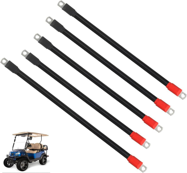 Golf Cart Battery Cable Set - 4 Gauge Wiring for EZGO TXT Medalist 1994-Up Models (Set of 5)