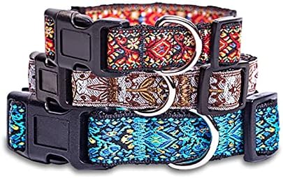Dog Collars for Small, Medium & Large Dogs - Adjustable, Durable Patterns for Male and Female Dogs - White Woven