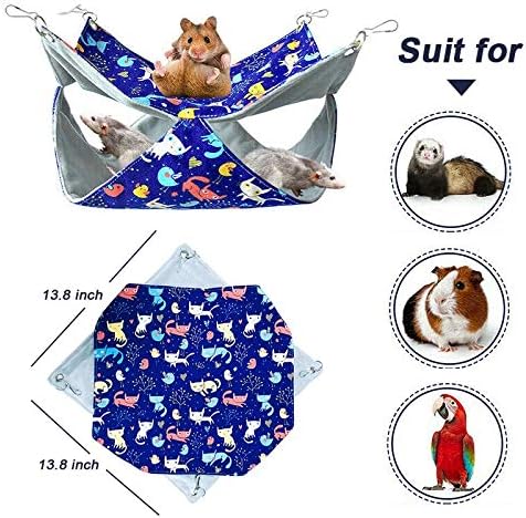 Ferret Rat Hammock Bed Nation Cage Accessories Kit Set for Guinea Pig Ferret, 13.8inch Hideouts Cave