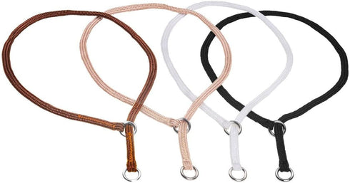 Show Slip Collar - Premium Flat Braided Nylon Dog Collar with Chrome Plated Hardware for Small to Large Dogs