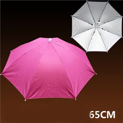Inoutdoorkit Umbrella Hat - Folding Hands-Free Sunshade for Golf, Traveling, Fishing, Gardening, Beach, Camping, Rose