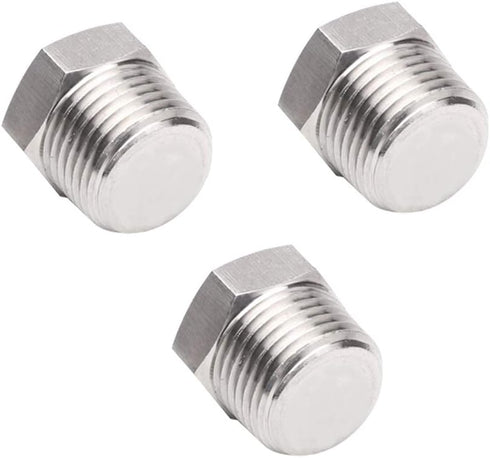 Joywayus 3Pcs Stainless Steel Outer Hex Thread Socket Pipe Plug Fitting 1/2" NPT Male