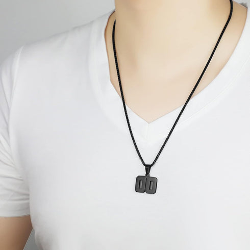 Number Necklace for Boy, Black Athletes Number Stainless Steel Chain, Personalized Sports Jewelry for Men