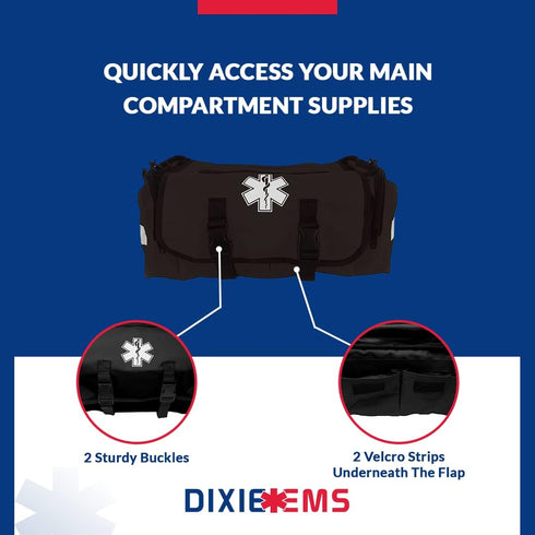 Dixigear On Call Trauma Bag for First Responders - Black with Reflectors