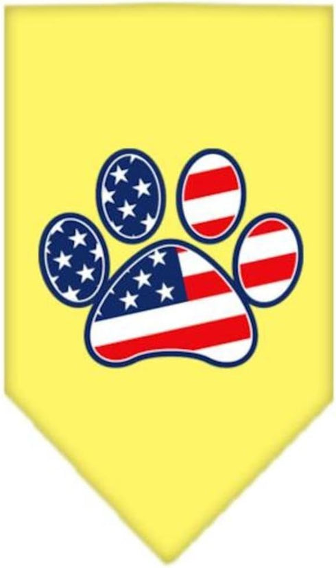 Pet and Dog Bandana Screen Printed, Patriotic Paw Yellow Large