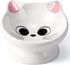 Raised Cat Food Bowl Ceramic - 15° Tilted Bowls for Anti Vomiting, Backflow Prevention for Adult Cats, Pink